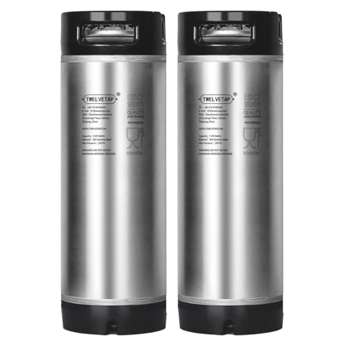 TWELVETAP 5 Gal Ball Lock Keg New Beer Keg Corny Tank 304 Stainless Steel Coke Syrup Milk Soda Barrel Rubber Handle Bucket Ball Lock Cornelius Style—2PCS