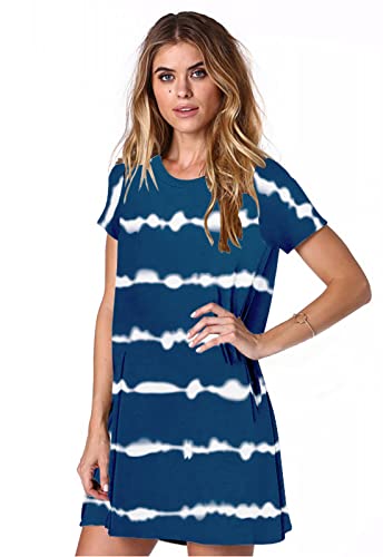 Image of Alaster Women's Casual Summer T Shirt Dress Loose Short Sleeve Tunic Dress with Pocket for Women