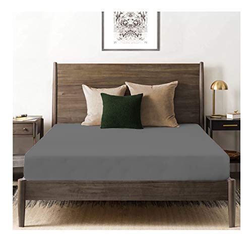 Tissaj Bettlaken und Bettbezüge aus 100% Bio-Baumwolle, GOTS-zertifiziert, Bettlaken, Spannbetttuch, Kissenbezüge, Bettbezüge Englisch Fitted Sheet - King Rauchgrau Cover
