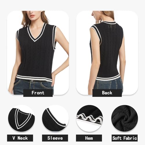 Image of Womens Sweater Vest Sleeveless Cotton Casual V Neck Pullover