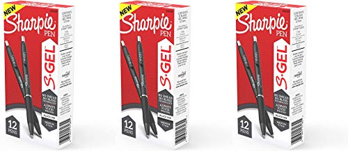 Sharpie S-Gel, Gel Pens, Medium Point (0.7mm), Black Ink Gel Pen, 12 Count - 3 Pack