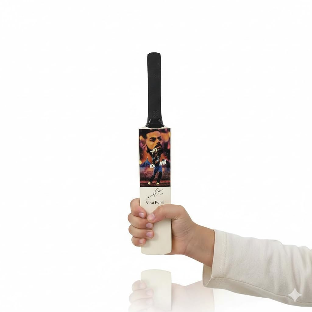 AEM Wood Virat Kohli Miniature Signature Cricket Bat With Photo Showpiece 12 Inch|Pack Of 1 1
