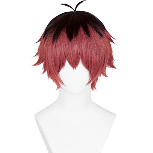 Image of Wiggy Mermaid Black Red Fluffy Spiky Wig + Wig Cap for Frieren Halloween Christmas Costume Party