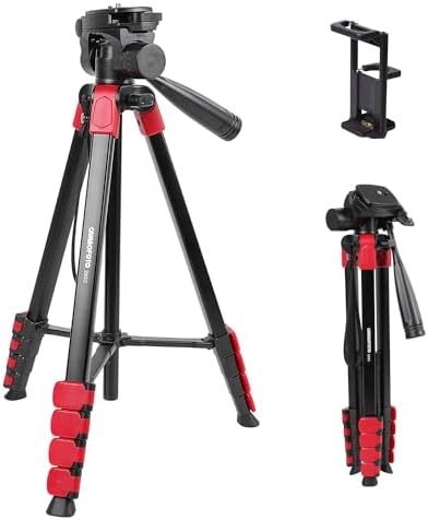 Treppiede Leggero Per Smartphone E Fotocamere - 134 Cm, Alluminio, Regolabile - CAMBOFOTO - Foto 3