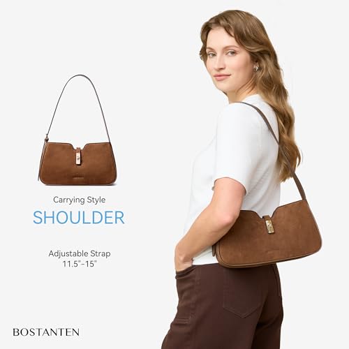 Image of BOSTANTEN Shoulder Bag for Women, Casual Shoulder Purse Vegan Leather Chic Hobo Handbag with Adjustable Strap for Work Travel