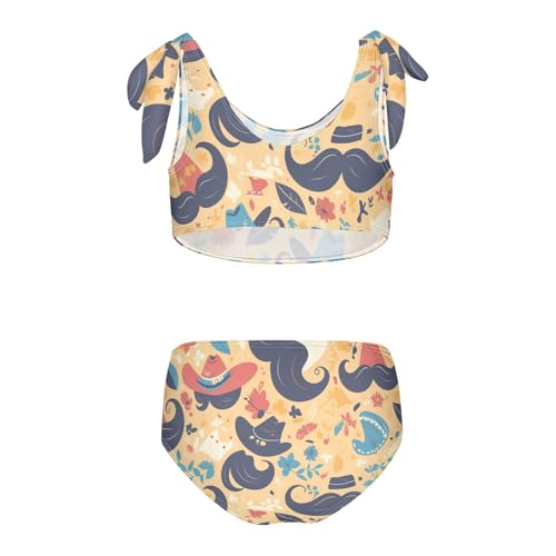 KLL Art Decor Mustache Pattern Retro Happy Fathers Day Girl Two Pieces Bikini Set Beach Bathing Suit Swimming Suits2