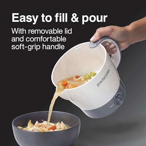 Proctor Silex 32oz Adjustable Temperature Hot Pot, Electric Kettle for Tea, Boiling Water, Cooking Ramen, Noodles and Soup, PFAS-Free Nonstick Coating, White (48507MN) - Thumbnail 5