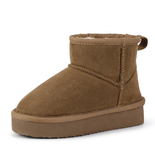 Hehainom Girls Boots Kids Snow Boots Winter Faux Fur Lined Warm Shoes Toddler Little Big Kid Ankle Booties