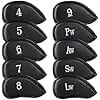 Ecsoiam Premium Leather Golf Club Covers -Double-Sided Embroidered Golf Iron Covers with Magnetic Closure, Perfect Iron Covers for Golf Clubs, Durable and Stylish Protection for Your Clubs