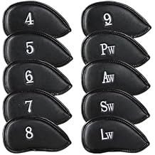 Golf Club Covers Set for Woods & Irons | Waterproof Magnetic Golf Iron Covers | Driver Wood Headcover | Durable Leather Protectors with Double-Sided Embroidery