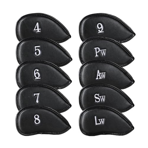 Ecsoiam Premium Leather Golf Club Covers -Double-Sided Embroidered Golf Iron Covers with Magnetic Closure, Perfect Iron Covers for Golf Clubs, Durable and Stylish Protection for Your Clubs
