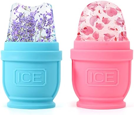 BFASU 2 Packs Face and Body Ice Roller, Silicone Ice Cube for Puffiness, Pain Relief, Cold Therapy Ice Cup Molds Massage Tool