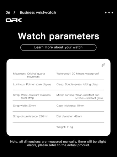 Image of OPK Watches for Men Diamond Roman Analog Mens Watches Waterproof Large Stainless Steel Men Wrist Watch Business Father Gift Watch Blue
