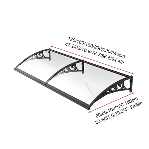 Auvent porte d'entrée en aluminium et polycarbonate pour abri de maison - 3