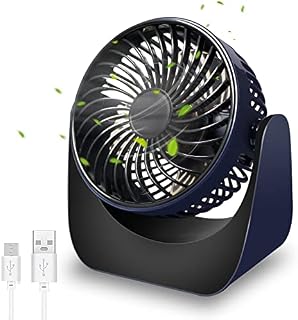 USB Desk Fan,Small Silent Desk Fan Mini USB Fan,3 Speeds Adjustable Strong Airflow Table Fan,360°Rotation Portable Desktop Fan for/Home/Office/Bedroom/Camping