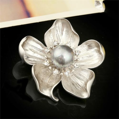 Image of WCRAZYE Yellow Flower White Pearl Brooch for Women Girls - Gold Autumn Flower Pins for Mother, Wife, GF - Wedding, Bridal, Bouquet, Party Charm - Christmas, Valentine's Day