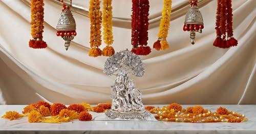 Image of Lavanaya Silver Presents: Silver Plated Radha Krishna God Idol Statue | Showpiece with Premium Gift Box - Perfect for Marriage Anniversary, Wedding, Housewarming, and Birthday Gifting
