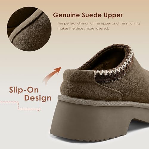Platform Clogs for Women Cozy Suede Fall Slippers with Warm Fur Lined Slip on Shoes Outdoor Indoor House4