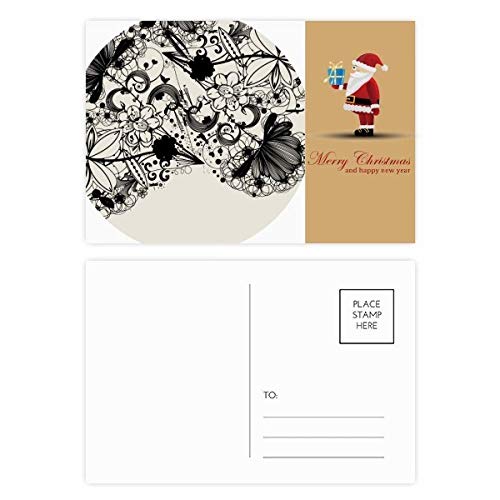 Cartes postales silhouette Père Noël art noir et blanc lot de 20 illustrations de fleurs