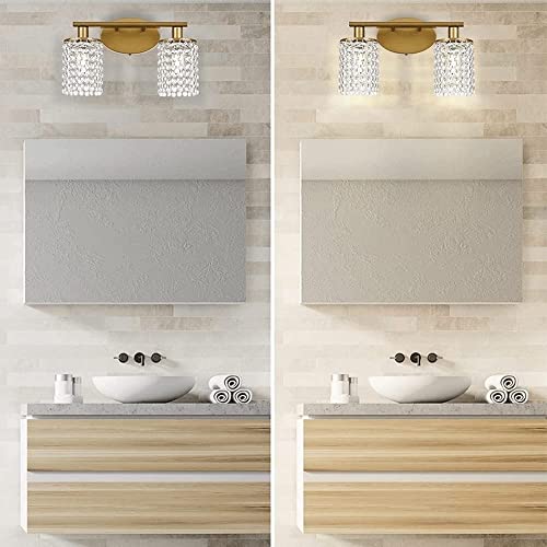 Iluminación de espejo de baño con cristal E14 y aplique de metal dorado 2