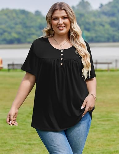 Image of IN'VOLAND Plus Size Tops for Women Short Sleeve Shirts Dressy Casual Tunics
