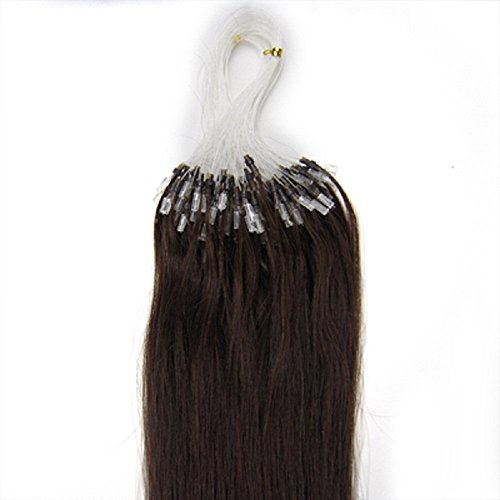 18-22Inch India Easy Loop Micro Ring Beads Tipped Human Hair Extensions 1G/S (20" 100S, Dark Brown) #TOP2