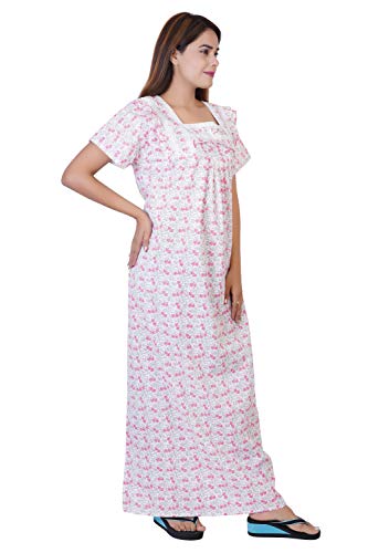 Image of Women's Cotton Block Print Knee Length Nighty