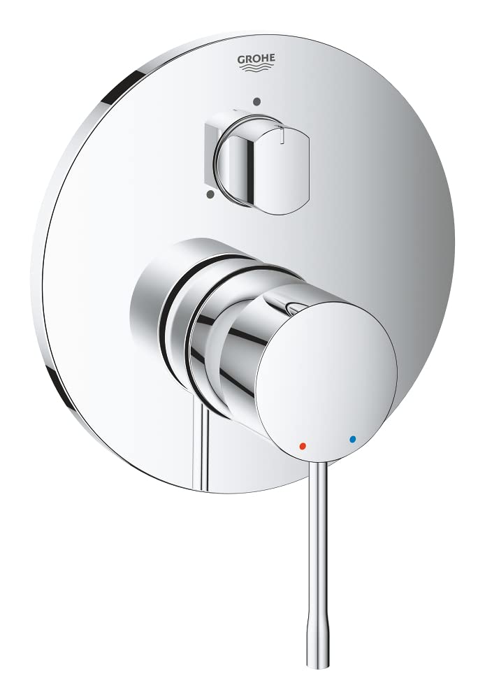 GROHE Essence - Grifería de ducha para 3 salidas (Grifo para ducha o bañera, mezclador monomando con palanca metálica y acabado duradero, para Rapido SmartBox), cromo, 24092001