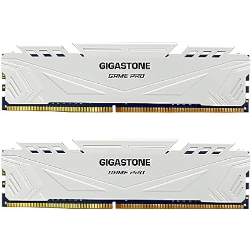 【DDR4 RAM】 GIGASTONE Game PRO 32GB Kit (2x16GB) DDR4 3200MHz PC4-25600 CL 16-18-18-40 Intel XMP 2.0 AMD Ryzen 1.35V UDIMM 288 Pin Unbuffered Non ECC High Performance Gaming Desktop Memory - White