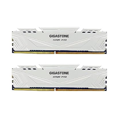 【DDR4 RAM】 GIGASTONE Game PRO 32GB Kit (2x16GB) DDR4 3200MHz PC4-25600 CL 16-18-18-40 Intel XMP 2.0 AMD Ryzen 1.35V UDIMM 288 Pin Unbuffered Non ECC High Performance Gaming Desktop Memory - White