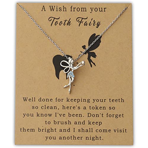PLITI Fairy Necklace For Dentist Dental Hygienist Assistant Jewelry Fairy Wings Birthstone Necklace Sisters Birthday Gift