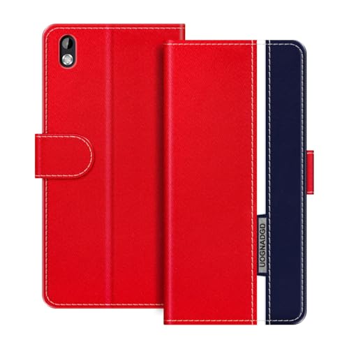 UOGNADGD Lederhülle Kompatibel mit HTC Desire 816 Klappbares Portemonnaie-Hülle mit Magnetverschluss Ständer & Kartenfächern stoßfestem Schutz (Rot)
