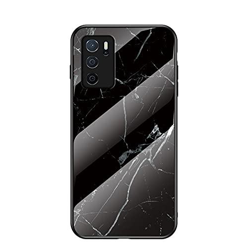 Jiajihua Cover Compatible with Oppo A16 / A16S / A54S / A55 5G 【PC Panel+Tempering Glass+TPU Silicone】 3 in 1 Shockproof Phone Case Black