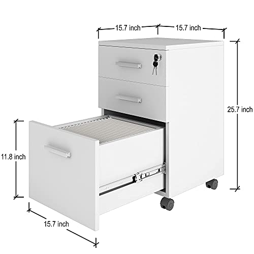 Modern Design By Crafts & Comfort M-MEX-13W Lazio 26 Inch File Cabinet With Lock - Filing Cabinet For Home And Office thumb #1
