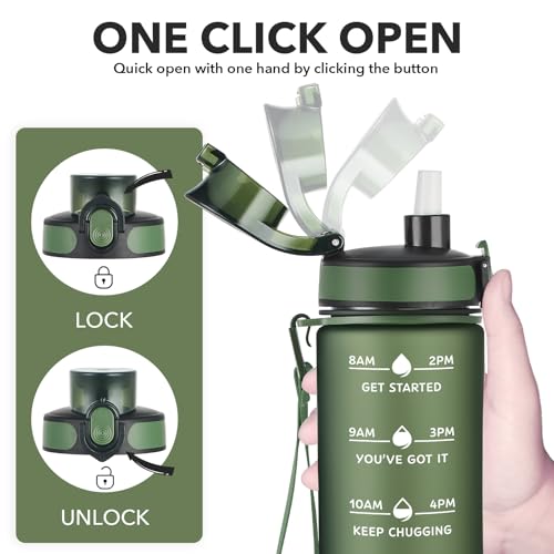 Image of Enerbone 24 oz Water Bottle, Leakproof BPA & Toxic Free, Motivational Water Bottle with Times to Drink and Straw, Fitness Sports Water Bottle with Strap for Office, Gym, Outdoor Sports