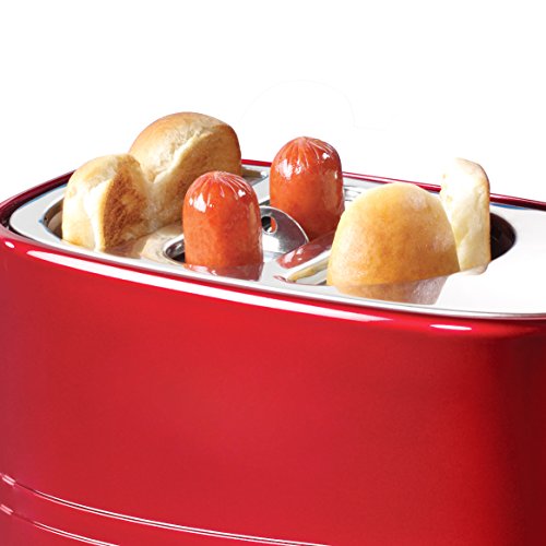 Igloo Iceb26Rr Automatic Portable Electric Countertop Ice Maker Machine, 26 Pounds In 24 Hours & Nostalgia Hdt600Retrored Pop-Up 2 Hot Dog And Bun Toaster With Mini Tongs Works, Pack Of 1, Retro Red #TOP6