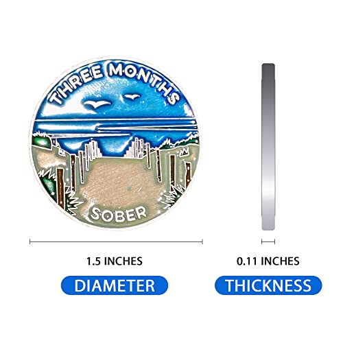 Image of The Achieve Mint 3 Months Sober Token | Three Month Sobriety Chip | Non-AA Gift, Non-Religious Medallions for Men and Women Celebrating Sobriety
