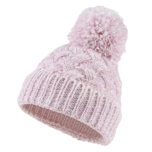 Image of PESAAT Knit Toddler Girl Winter Hat Autumn Baby Boy Beanie Twist Infant Beanies Kids Hats with Pompom