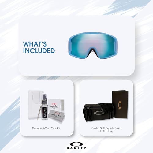 Image of Oakley Line Miner LARGE /MEDIUM Ski Goggles for Men for Women | In Matte Black, FP Black & Navy W Prizm Sapphire. Bonus kit: cleaning spray, cloth, screwdriver & mirror.
