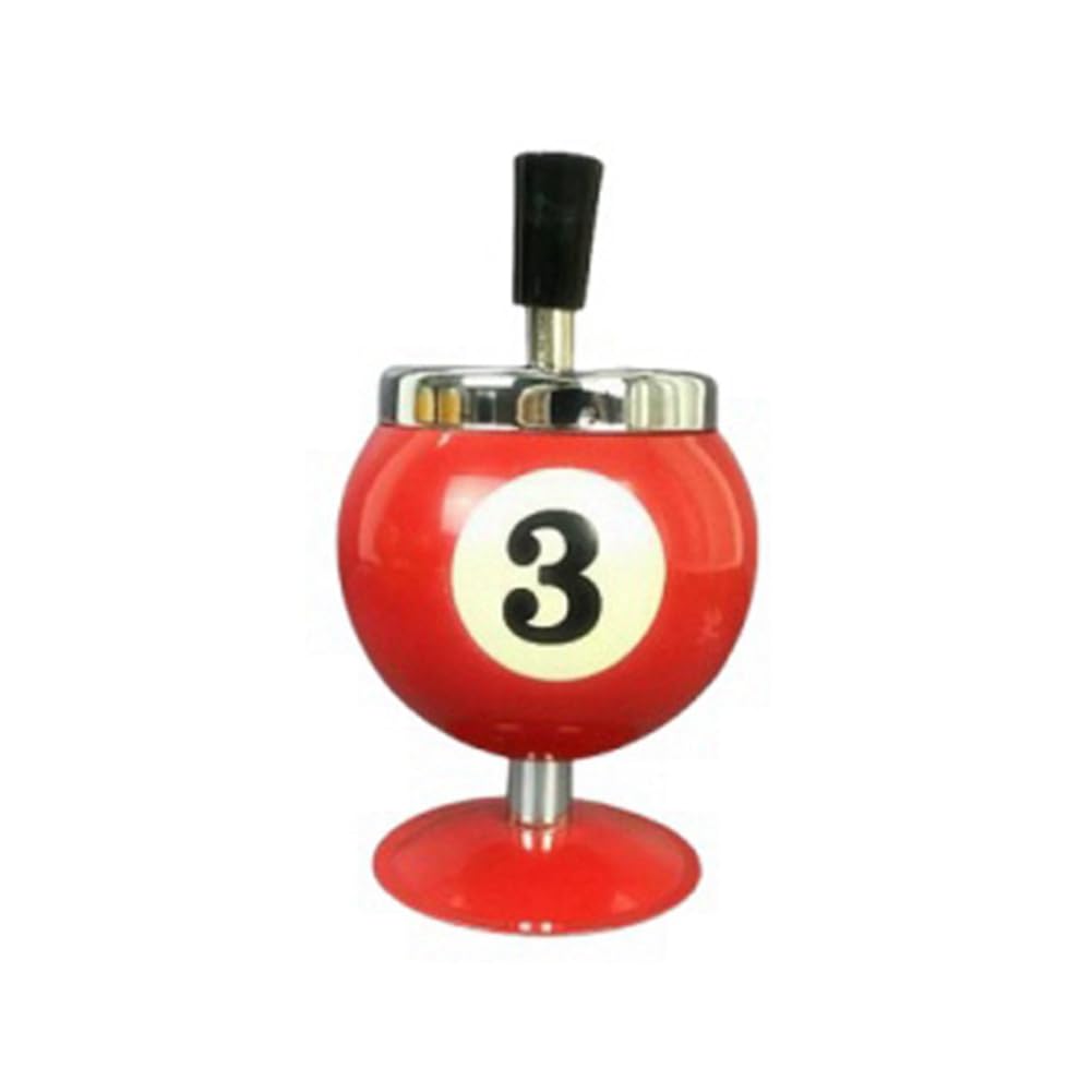 CTRLZS Pool Billiard Ball Design Ashtray Portable Metal Ashtray for Pool House Billiards Ashtray,Red,No. 3