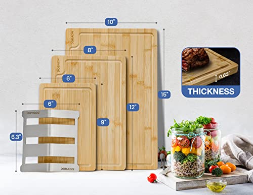 Set de 3 tablas de cortar de bambú con soporte de acero inoxidable miniatura 2