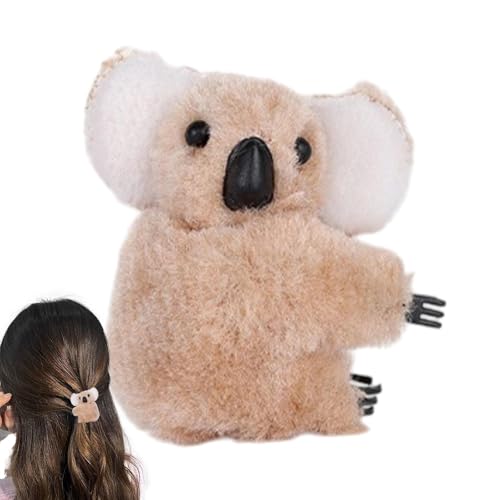 Tkrepbarnd コアラのヘアクリップ、ぬいぐるみコアラのヘアクリップ | コアラの爪クリップ女性用豪華なヘアクリップ,ヘアピン強力なホールドヘアクリップ、女性、女の子用、豪華な動物の毛のジョークリップ、小さなヘア爪クランプ