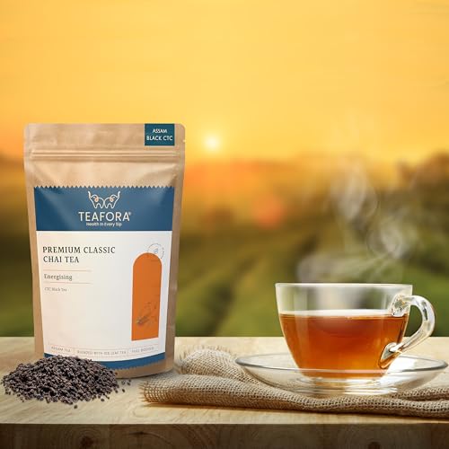 Image of TEAFORA Premium Classic Black Tea | Full Bodied, Strong Assam CTC Blended with 15% Whole Black Tea Leaves| Rejuvenating Everyday Chai - 500g