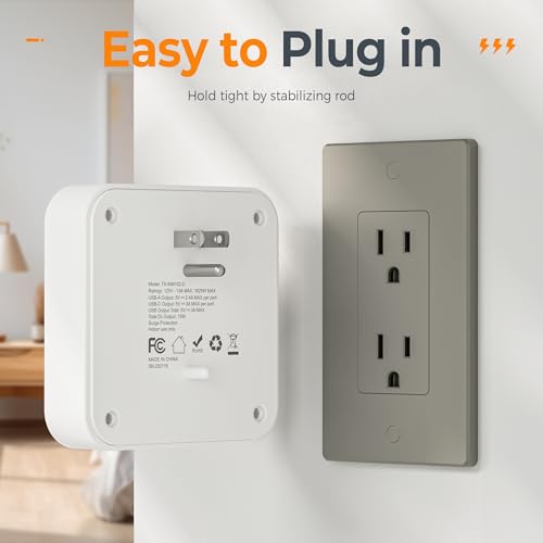 Wall Outlet Extender, TESSAN 4 Multi Plug Outlet Splitter with 1 USB C and 2 USB A Charging Ports, Multiple Plug Extension Block with Surge Protector for Home, Kitchen, Office, Dor image 1