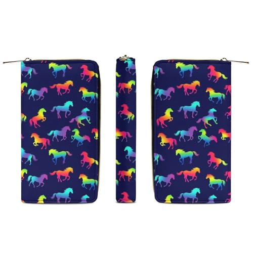 Fashion Rainbow Horses Wallet for Adult, Water Resistant and Multi-Layer Inner Leather Wallets for Everyday Carry3