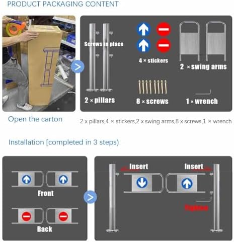 Stainless Steel Automatic Swing Gate - One-Way Push-in Exit Device for Store, Library, Facility, Market Aisle Entrance (140 cm) - Durable Security Solution