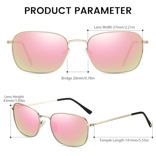 Image of DUCO Square Sunglasses for Men Women Polarized Driving Sun Glasses UV400 Protection Retro Shades DC3038
