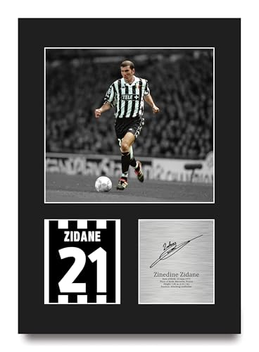 HWC Trading Zinedine Zidane Juventus Regalos Impresos Imagen De Autógrafo Firmado Para Los Aficionados Al Fútbol Y Partidarios - A4 Retrato