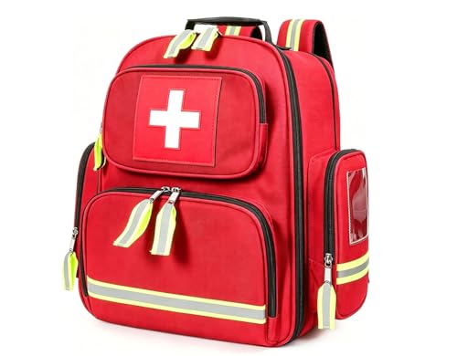 Image of Gatycallaty First Aid Backpack - Multi Pocket Emergency Medical Bag for Camping, Trip, Go Bag, Sports Medicine, Trauma (Red)