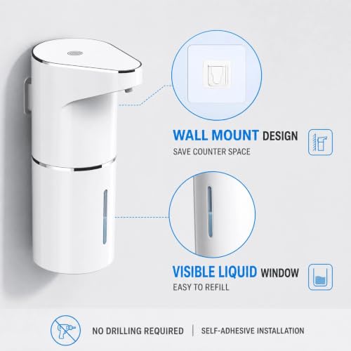 Automatic Touchless Foam Soap Dispenser, 3-Level Adjustable Smart Sensor Hand & Dish Dispenser, USB Rechargeable, 11.84oz/350mL Wall Mounted for Bathroom Kitchen Restaurant - image 4